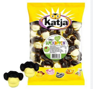 Katja Apekoppen Soft Monkey Faces LICORICE & BANANA FLAVOUR) 500GR